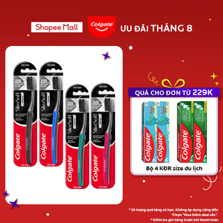 Bộ 4 Bàn chải Colgate SlimSoft Charcoal than hoạt tính kháng khuẩn siêu mềm mảnh