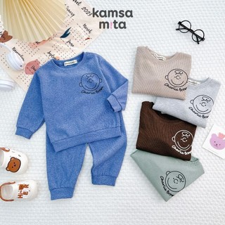Đồ Bộ Cho Bé Gái, Bé Trai Vải Nỉ Nhung Dặn In Chữ CHARLIE BROWN, Bộ Dài Tay Cho Bé Mặc Thu Đông KCTD325