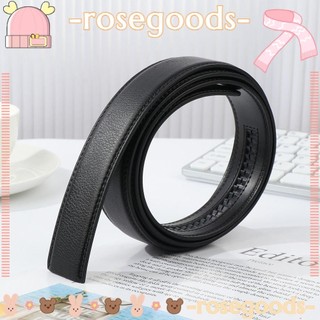 ROSE Men Leather Waist Strap Black No Buckle Belt Automatic Belt Luxury Replace Strap Durable High Quality Waistband/Multicolor