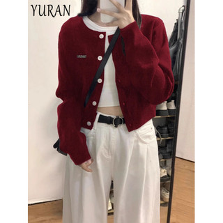 YURAN áo len cardigan áo khoác cardigan Korean xu hướng Hàn Phong Phong cách WMJ2490GO5 37Z240909