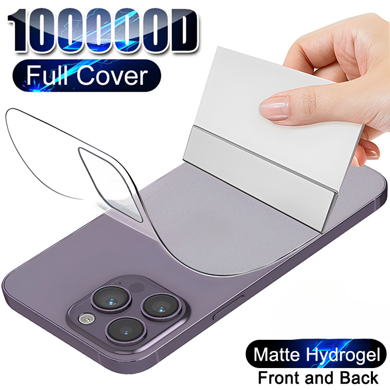 IPhone16 16Pro 16ProMax 16Plus 15Pro 1-2 Bộ 1000D 2 trong 1 Mặt Trước Mờ Mờ Mềm Hydrogel Cho iPhone 