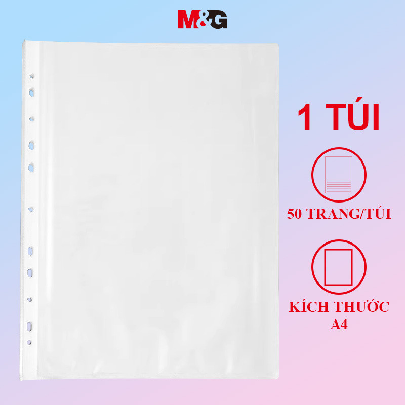 M&G Túi đựng tài liệu chống nước A4 50tờ 11Holes tài liệu trong suốt Túi lưu trữ giấy Đồ dùng văn phòng Thư mục Túi tập tin 50tờ ADM929YH