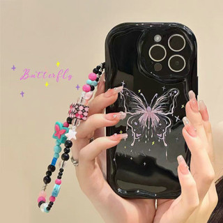 LY| Ốp lưng OPPO A93 A94 2020 Reno 4 4F 5 5F 6 5z 6z 7z 8z 8T 10 11 12 Pro Plus 11F 12F F9 Pro F11 Ốp điện thoại vòng đeo tay mềm màu đen mơ mộng hình bướm sao