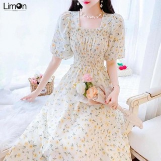 Floral light luxury dress 2024 mùa hè phong cách mới tính khí hẹp eo thon gọn hơn nhìn over-the-kne