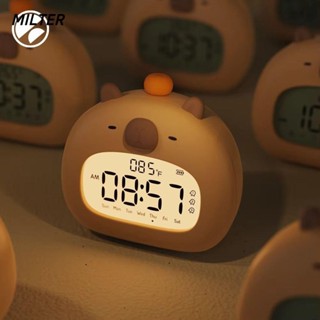  Đồng hồ báo thức MILTER Đồng hồ LED Capybara hoạt hình dễ thương với đèn ngủ sáng tạo đầu giường có thể sạc lại 