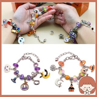 Silin Lễ Hội Halloween Vòng Tay Bí Ngô Mèo Đen Bát Mặt Dây Chuyền Vòng Tay