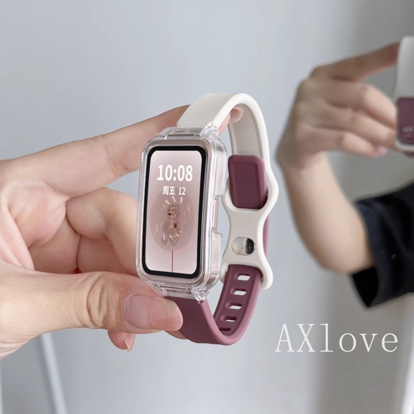 Dây Đeo Cho Huawei Band 9 8 7 / 6pro Silicone Mềm Vòng Tay Thể Thao Dây Đeo Tay Bướm Khóa Đồng Hồ Vò
