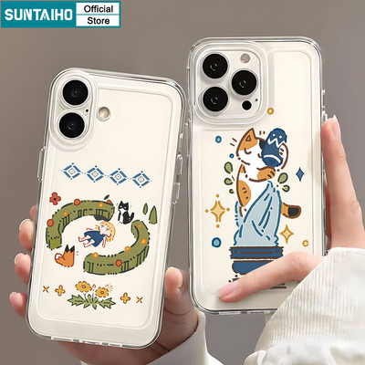 Ốp Điện Thoại Suntaiho Thẩm Mỹ Họa Tiết Mèo Hoạt Hình Độc Đáo TPU Trong Suốt Mềm Cao Cấp Chống Sốc Cho IPhone 11 12 13 14 15 16 Pro Max IP 7 8 Plus Iphon X XS XR Xs Max