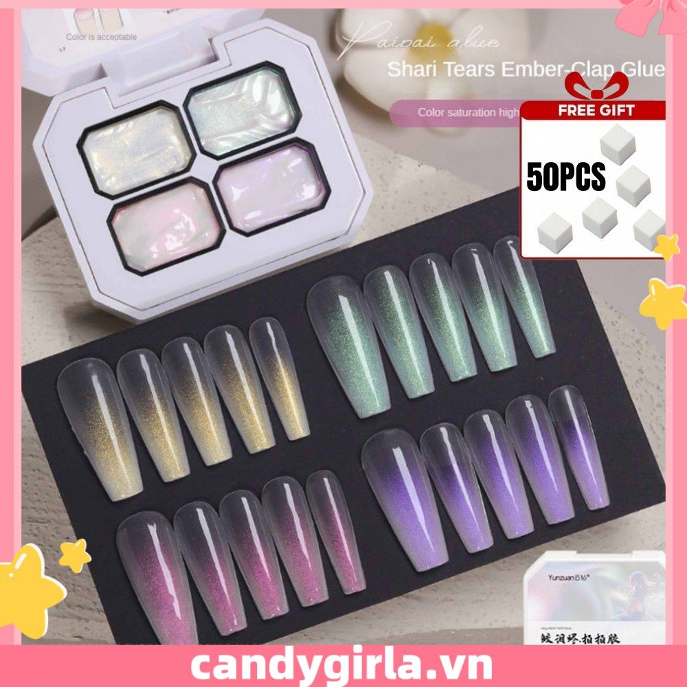 ✳kẹo 【QUÀ TẶNG】YUNZUAN Nail Art Four-square Grid Pat Glue Broken Diamond Polarized Mermaid Gypsum Co