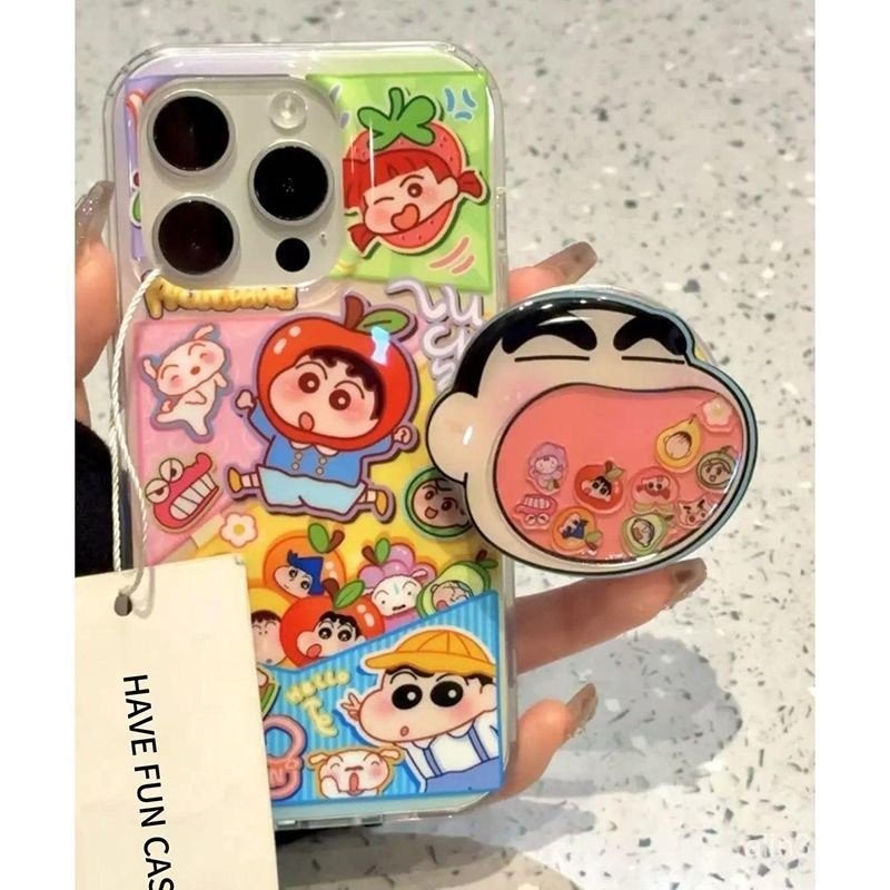 Ốp Điện Thoại Thích Hợp Cho iPhone 7 8 X XS 11 12 13 14 15 16 Pro max Plus Fruit Shin-Chan Bracket B