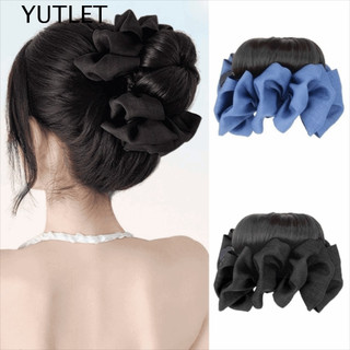  YUTLET Xanh Đen Nơ Chignon Vuốt Kẹp Scrunchy Tóc Tổng Hợp Bun Miếng Tóc Thời Trang Phần Mở Rộng Tóc Tự Nhiên Đầu Bóng Tóc Giả Sử Dụng Hàng Ngày 