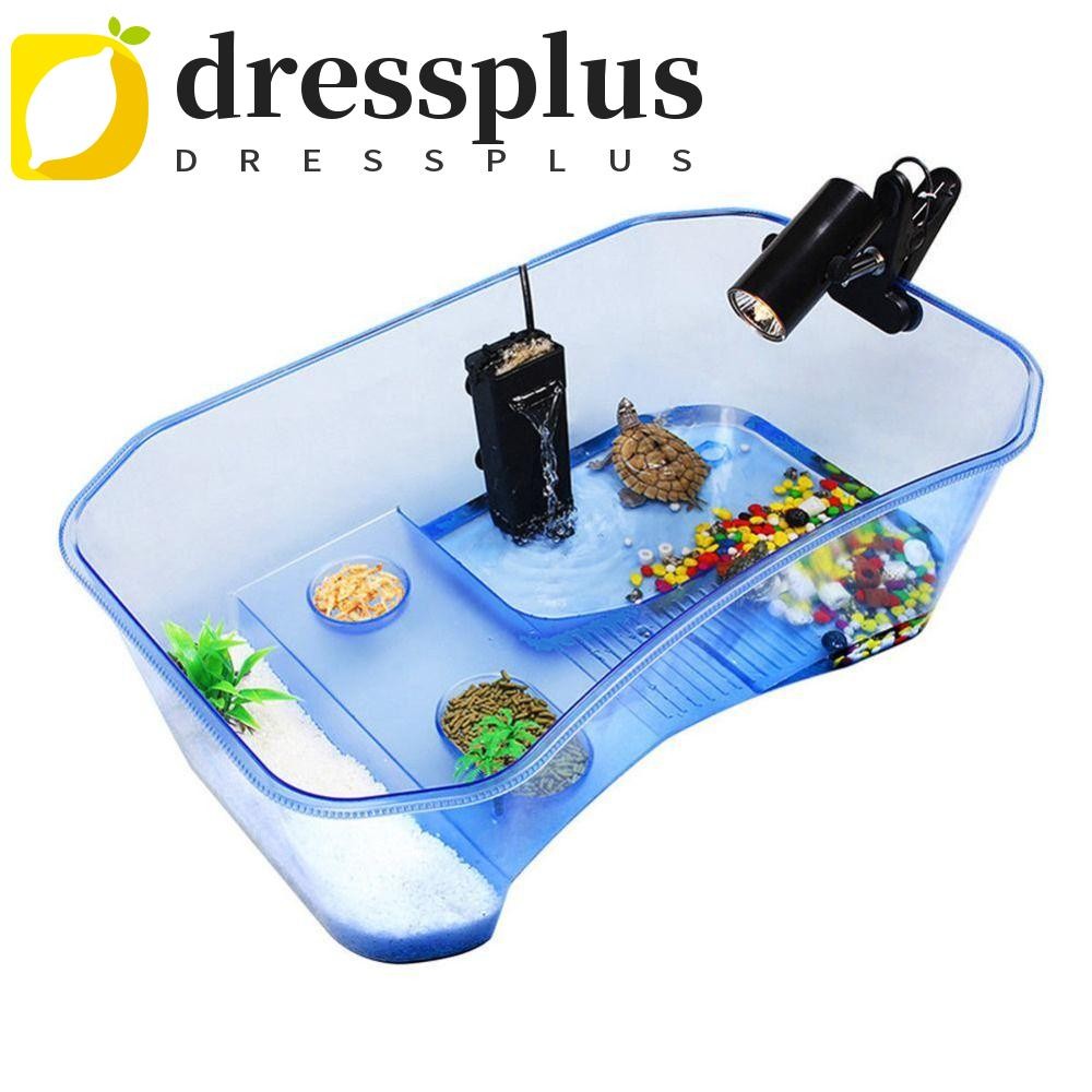 DRESSPLUS Rùa Vivarium Box, Basking Ramp Water Land Dual Use Turtle Aquarium, Hộp Ăn Cá Vàng Nhựa Vu