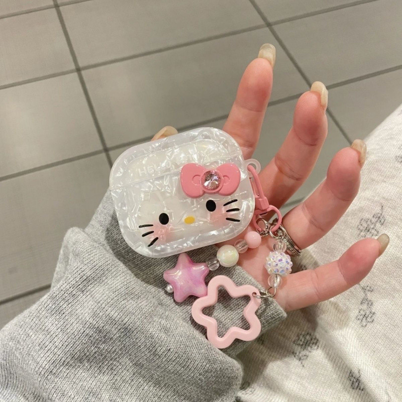 Vỏ tai nghe Hello Kitty có hoa văn IMD Vỏ bảo vệ Tai nghe không dây AirPods Pro 1 / 2 / 3 / 4