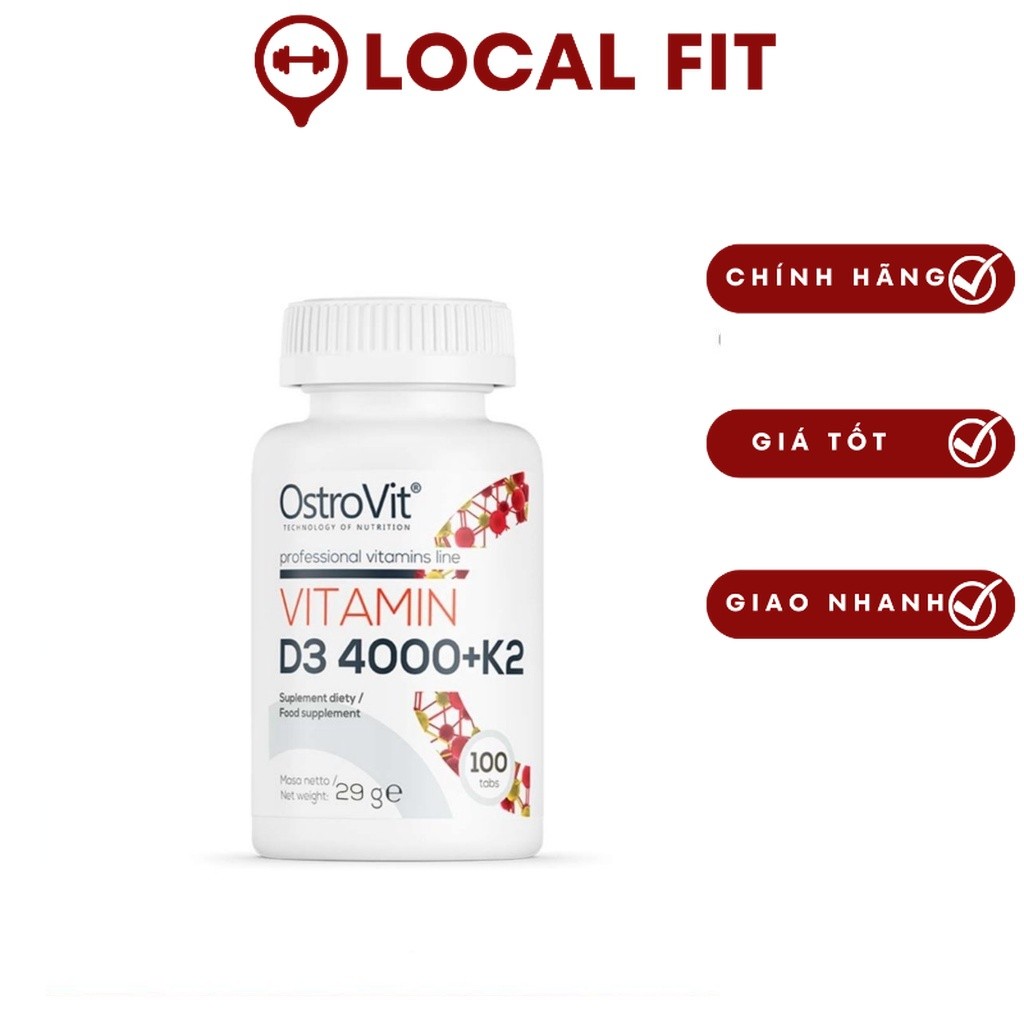 [Giá hủy diệt]  Thực Phẩm Bổ Sung Ostrovit Vitamin D3 4000 + K2 100 Viên Hỗ trợ xương khớp tại wheyh