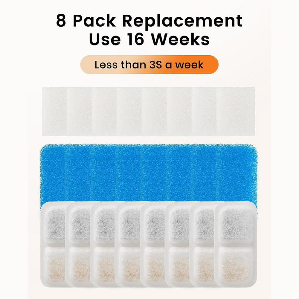 8 Pcs Pet Water Fountain Filter Replacement for Most Pet Water Dispenser