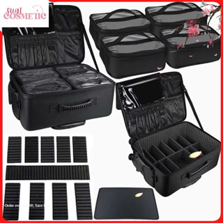    Da PU 100%   Cốp kéo đựng đồ Da PU Vân Trám chống nước makeup chuyên nghiệp sz 48cm 