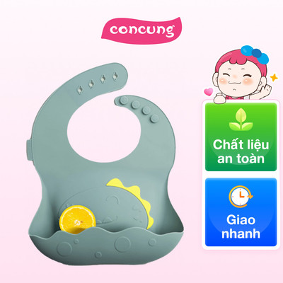 Yếm ăn dặm silicone Bebear (Xanh, BWF108)