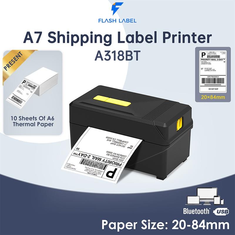 (Không hỗ trợ A6）Máy In Nhiệt FlashLabel A318BT In Khổ A7 trên máy tính và điện thoại In Đơn Hàng, P