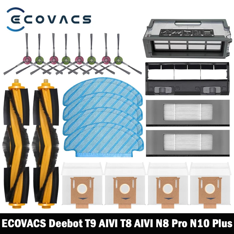 ECOVACS Deebot T8 AIVI T9 AIVI N8 Pro AIVI N9 N10 N10 Plus Phụ kiện Bàn chải chính, bàn chải bên, bộ
