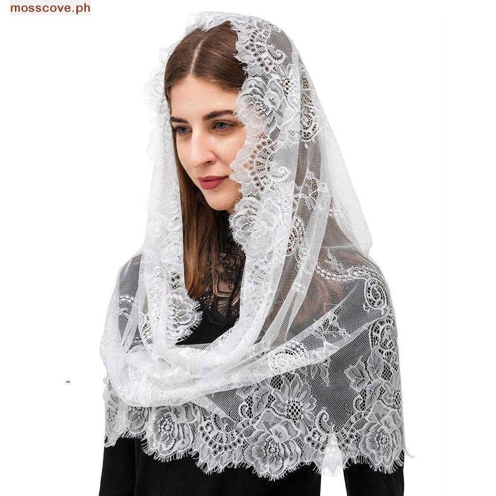 MOSCOVE​ Ren Veil, Đen Trắng Phong Cách Tây Ban Nha Cô Dâu Mantilla, Truyền Thống Thanh Lịch Cưới La