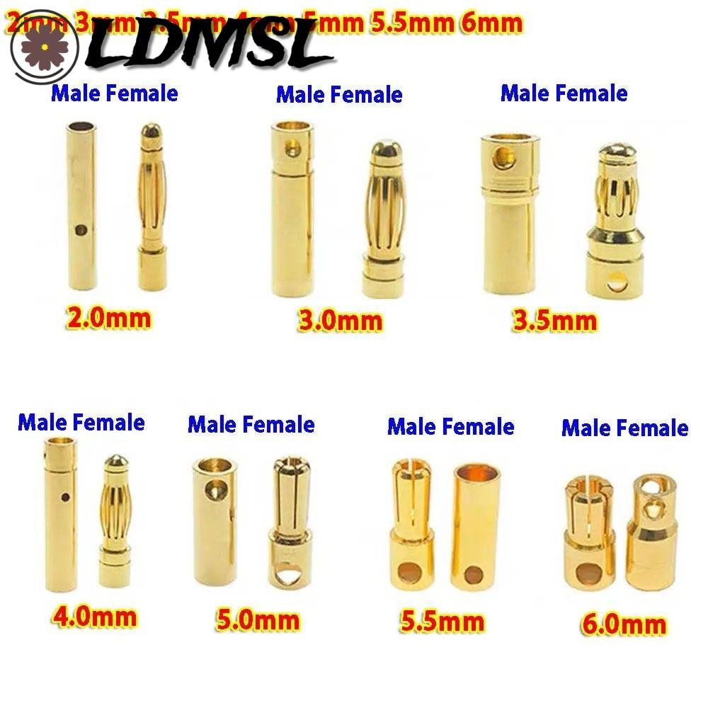 Đầu nối LDMSL Banana Male Female, 5mm 5.5mm 6mm 2mm 3mm 3.5mm 4mm Pin Mạ vàng Bullet Banana Plug, Bộ