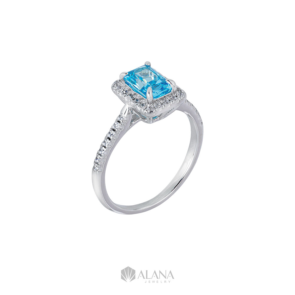 NHẪN RADIANT XANH XOÀN NAM PHI CHỦ 5X7 ĐÍNH CZ BẠC 925 (CHIẾC) – RWS070005