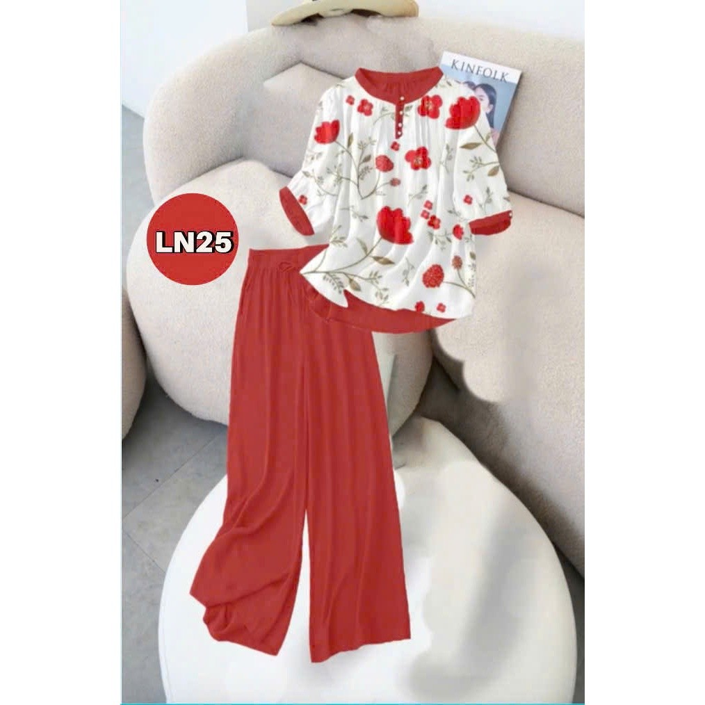 LN20-Bộ vải linen cao cấo - Thiết kế sang trọng thanh lịch In hoa 3D