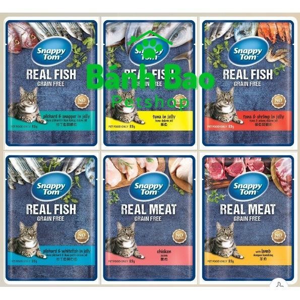 [Real] Pate Snappy Tom Real Fish & Real Meat - Pate Cho Mèo Snappy Tom Gói 85g