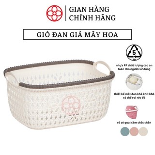 Giỏ nhựa đựng đồ đan hoa có tay cầm 3377 Việt Nhật - Việt Nhật Plastic HN