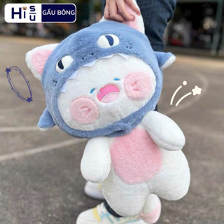 Gấu bông mèo dudu mũ cá mập đáng yêu mèo bông du du má hồng món quà tặng dễ thương cho mọi lứa tuổi