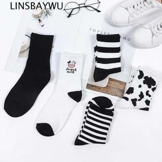 Tất Chân Cotton Họa Tiết Bò Sữa Vui Nhộn Thời Trang Cho Nữ