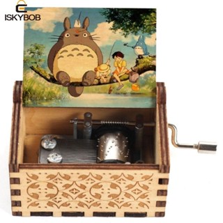 Fuzou Hộp Nhạc Bằng Gỗ Khắc Hình totoro Nhiều Màu Sắc retro