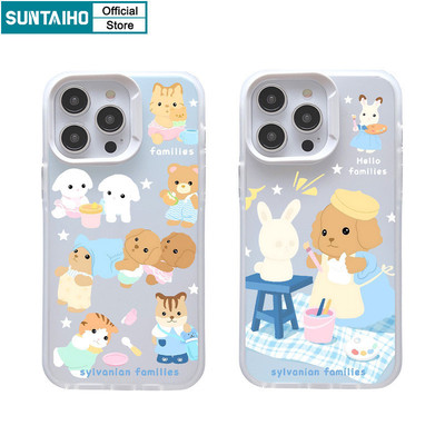 Suntaiho Vỏ Dễ Thương Hoạt Hình Họa Tiết Chó Mèo Trong Suốt Mờ Dành Cho Iphone 15 14 12 13 11 Pro Max IP 7 8 Plus Iphon X Xs XR Xs Max TPU Silicone Mềm Cao Cấp Chống Sốc Ốp điện thoại
