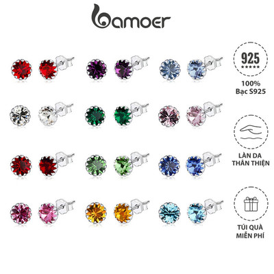 Khuyên tai BAMOER SCE862 bạc 925 đính đá zircon thời trang