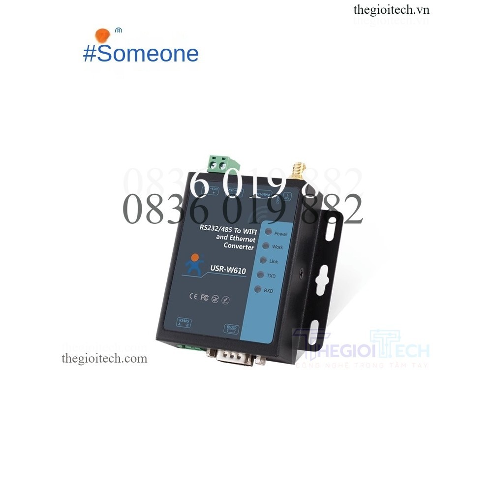 Bộ chuyển đổi RS485/RS232 sang Ethernet và Wifi USR-W610 W630 cả bộ gồm cáp, adapter và angten