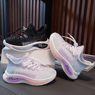 Giày Chun Len Cho Bé Trai Bé Gái, Giày Dệt Kim Cổ Chun Khoá Rút, Giày Lười Êm Mềm Thoáng Khí, Giày Đi Học Cho Trẻ Em