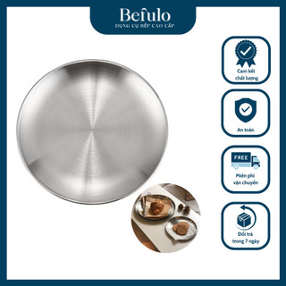  Đĩa Inox Tròn Hàn Quốc Cao Cấp - Đựng Thức Ăn Hoa Quả Thép Không Gỉ Size 14cm 17cm 20cm 