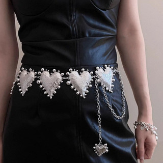Châu Âu và Mỹ Retro Debutante Phong Cách Tình Yêu Dây Thắt Lưng Phụ Kiện Nữ Bạc Dây Xích Kim Loại Có Đầm Phù Hợp Với