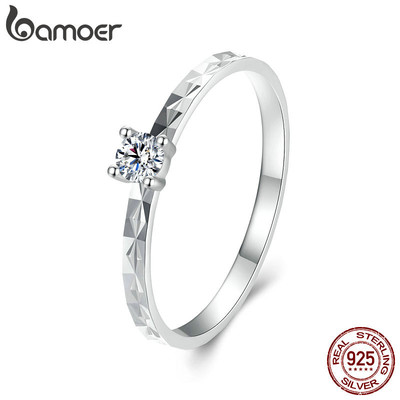 Bamoer 925 Sterling Sliver Ring Lấp Lánh Moissanite 0.1CT Trang Sức Quà Tặng Cho Nữ