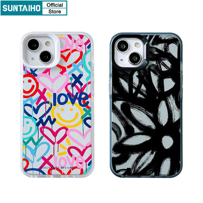 Suntaiho Vỏ Ngộ nghĩnh Hoa Họa Tiết Graffiti Trong Suốt Mờ Dành Cho Iphone 15 14 12 13 11 Pro Max IP 7 8 Plus Iphon X Xs XR Xs Max TPU Silicone Mềm Cao Cấp Chống Sốc Ốp điện thoại