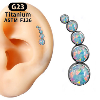 1 Chiếc Titan Khuyên Trang Sức G23 Bông Tai Opal Phiên Bản Hàn Quốc Thời Trang Phong Cách Đơn Giản