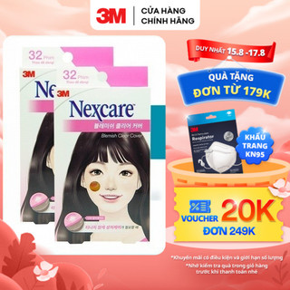Combo 2 Hộp miếng dán mụn 3M™ Nexcare™, siêu mỏng, không thấm nước, mỗi hộp 32 miếng, hỗ trợ giảm sưng