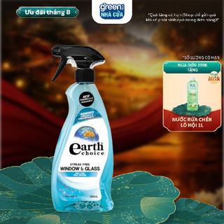 Nước Lau Kính EARTH CHOICE  Làm Sạch Gương Kính Và Các Bề Mặt Trong Suốt, Hương Thơm Hoa Cúc La Mã Dung Tích 600ml
