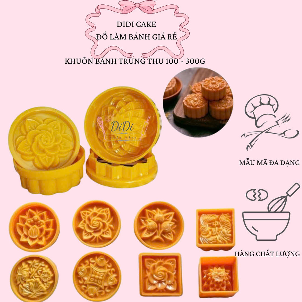 Khuôn Bánh Trung Thu 100G->300g - Khuôn Bánh Dẻo - Bánh Nướng Nhựa Vĩnh Trường  Cao Cấp DiDi CaKe