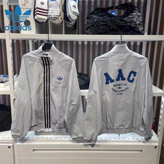Thêu Logo Adidas 100% Nguyên Bản Chống Gió Bên Trong Lưới Áo Khoác Cặp Đôi Áo Khoác Cho Nữ Áo Khoác Trơn Có Khóa Kéo Bomber Áo Khoác Gió Áo Khoác Nam