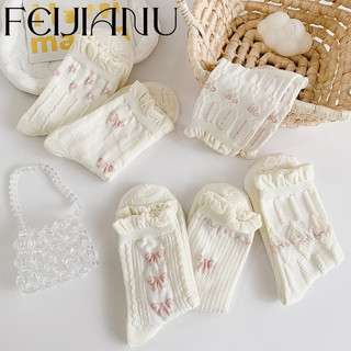 Sthb Vớ cotton Cổ Vừa Đính Nơ Hoa Nhỏ Dễ Thương Phong Cách harajuku jk lolita Đáng Yêu Cho Nữ vn