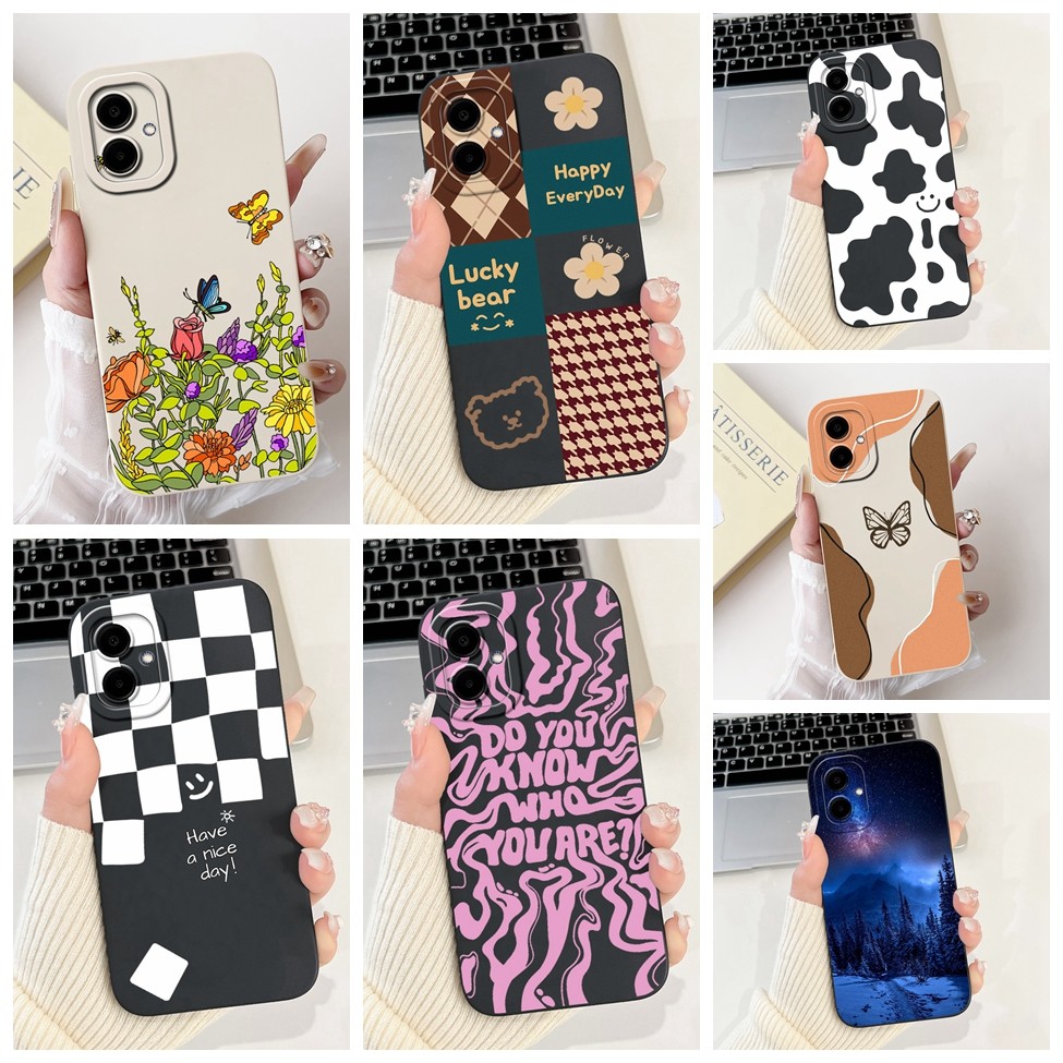 Dành Cho Samsung A06 Ốp Lưng A065F Mèo Dễ Thương Thẩm Mỹ Bướm Sơn Ốp lưng Samsung Galaxy A06