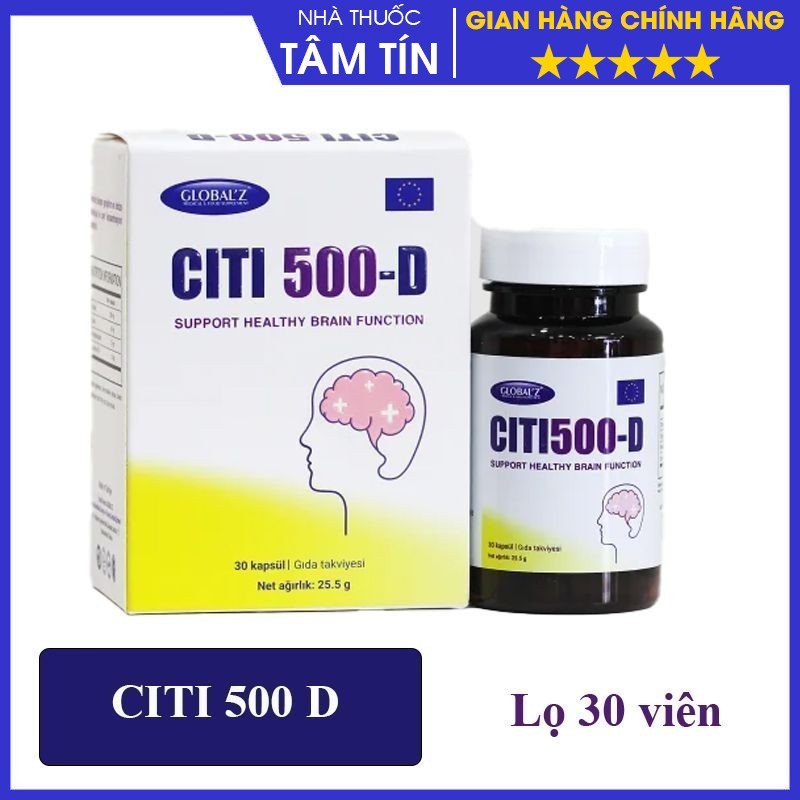 CITI 500 D Viên Uống Bổ Não, Giảm Các Triệu Chứng Đau Đầu, Hoa Mắt Chóng Mặt, Suy Giảm Trí Nhớ
