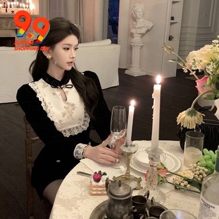 Pháp Retro Phong Cách Trung Hoa Phù Hợp Với Mùa Xuân Phong Cách Mới Giảm Tuổi Trung Quốc Nhung Top Nữ Quần Ống Rộng Quần Short Hai Mảnh Phù Hợp Với