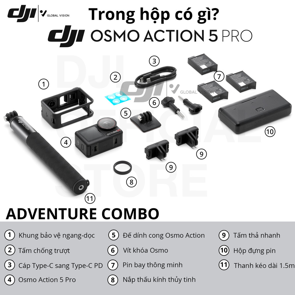 Camera hành động DJI Osmo Action 5 Pro máy quay hành trình 4K 120fps, chế độ màu HLG, quay đêm rõ nét  (DJI OA 5 Pro) | BigBuy360 - bigbuy360.vn